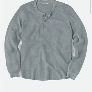 Marine Layer Teal Henley Sweater XXL Re-Spun Organic Cotton Knit Raglan Button